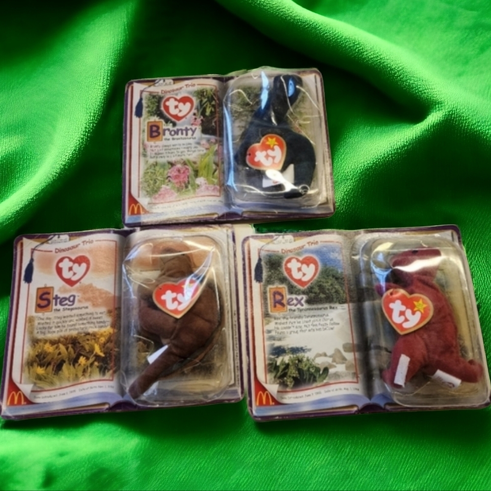 McDonalds Beanie Babies Dinosaur Trio 2000  Beanie Babies Rare